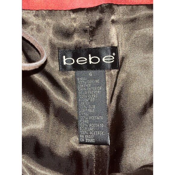 Vintage 90s Bebe Suede Leather Side Lace Up Mid Rise Pants Size 4 Bottom Slits - Picture 13 of 13